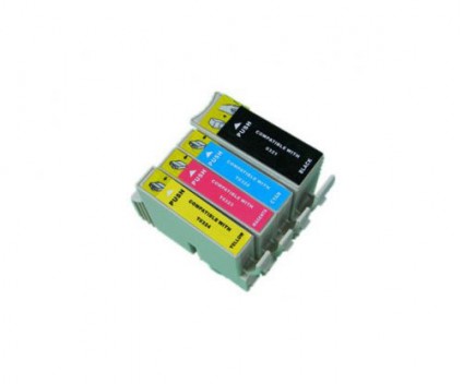 4 Tinteiros Compativeis, Epson T0321-T0324 Preto 36ml + Cor 18ml