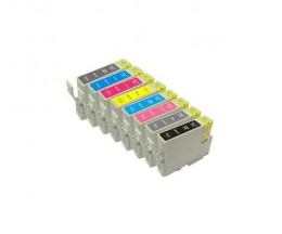 8 Tinteiros Compativeis, Epson T0341-T0348 Preto + Cor