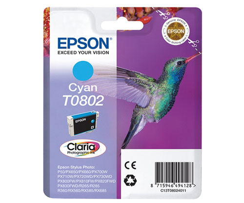 Tinteiro Original Epson T0802 Cyan 7.4ml