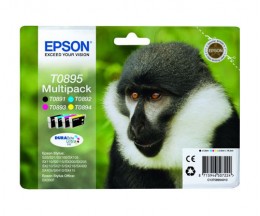 4 Tinteiros Originais, Epson T0895 / T0891-T0894 Preto 5.8ml + Cor 3.5ml