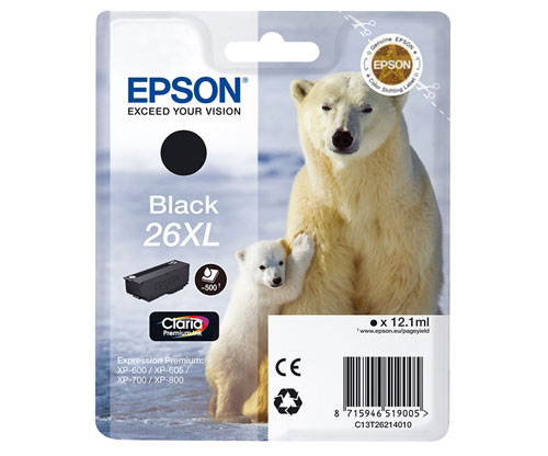Tinteiro Original Epson T2621 / 26 XL Preto 12.1ml