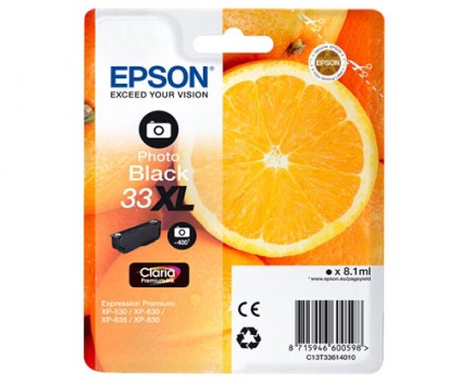 Tinteiro Original Epson T3361 / 33 XL Preto Foto 8.9ml ~ 400 paginas