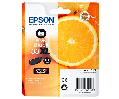 Tinteiro Original Epson T3361 / 33 XL Preto Foto 8.9ml ~ 400 paginas