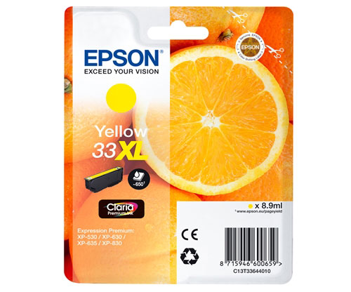 Tinteiro Original Epson T3364 / 33 XL Amarelo 8.9ml ~ 650 paginas