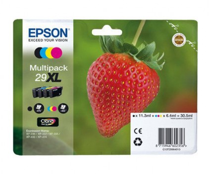 4 Tinteiros Originais, Epson T2991-T2994 / 29 XL Preto 11.3ml + Cor 6.4ml