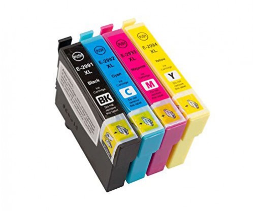 4 Tinteiros Compativeis, Epson T2991-T2994 / 29 XL Preto 17ml + Cor 13ml