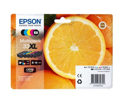 5 Tinteiros Originais, Epson T3357 / 33 XL Preto + Cor
