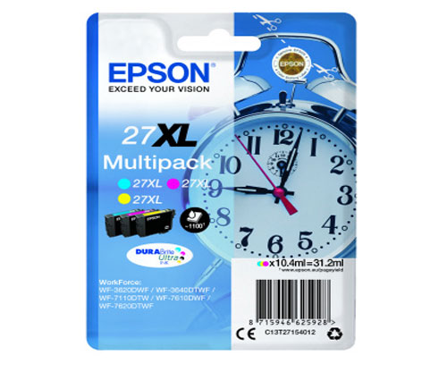 3 Tinteiros Originais, Epson T2715 / 27 XL Cor 10.4ml