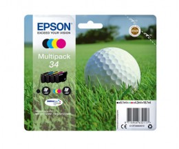 4 Tinteiros Originais, Epson T3466 / 34 Preto 6.1ml + Cor 4.2ml