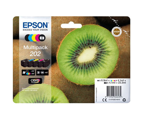 5 Tinteiros Originais, Epson T02E7 / 202 Preto + Cor