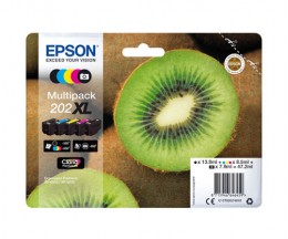 5 Tinteiros Originais, Epson T02G7 / 202 XL Preto + Cor