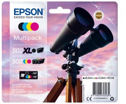 4 Tinteiros Originais, Epson T02W9 / 502 Preto XL + Cor