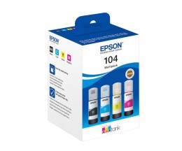 4 Tinteiros Originais, Epson T00P6 / 104 Preto + Cores 65ml ~ 4.500 / 7.500 Paginas