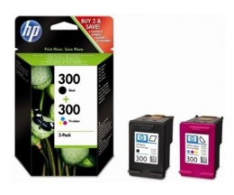 2 Tinteiros Originais, HP 300 Preto 4ml + Cor 4ml