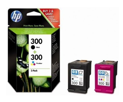 2 Tinteiros Originais, HP 300 Preto 4ml + Cor 4ml