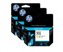 3 Tinteiros Originais, HP 711 Amarelo 29ml