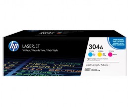 3 Toners Originais, HP 304A Cor CMY ~ 2.800 Paginas