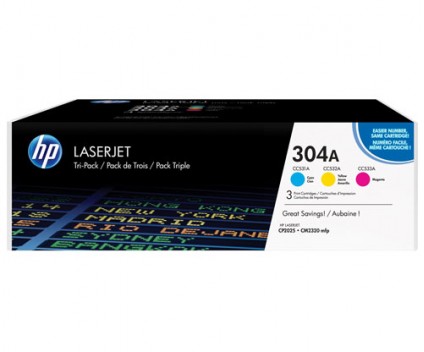 3 Toners Originais, HP 304A Cor CMY ~ 2.800 Paginas
