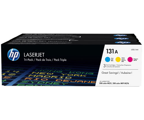 3 Toners Originais, HP 131A Cor CMY