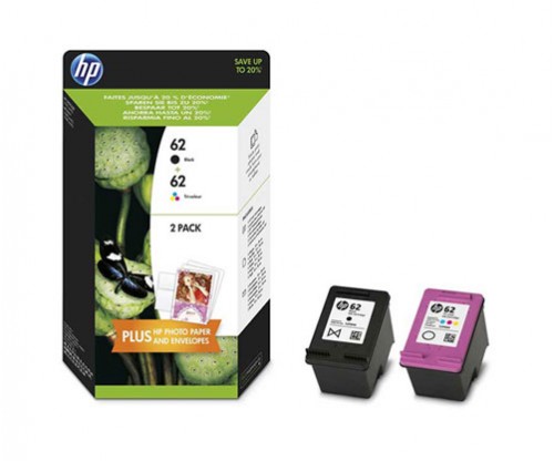 2 Tinteiros Originais, HP 62 Preto + Cor