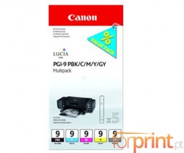 5 Tinteiros Originais, Canon PGI-9 PBK / C / M / Y / GY 14ml